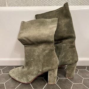 Olive suede midcalf boots. Chinese Laundry size 10. Never worn!